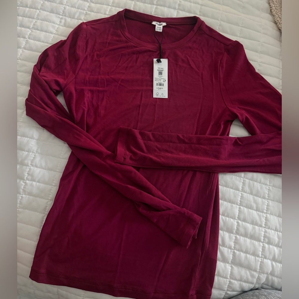 Garage Women's Long Sleeve Crewneck Top - Wine